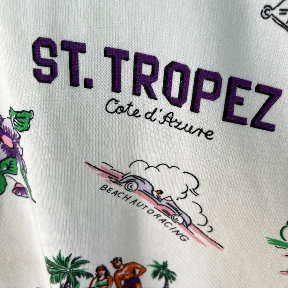LOU & GREY ST. TROPEZ FUN GRAPHIC PRINT VACATION SWEATSHIRT OVERSIZED XS - Picture 4 of 11